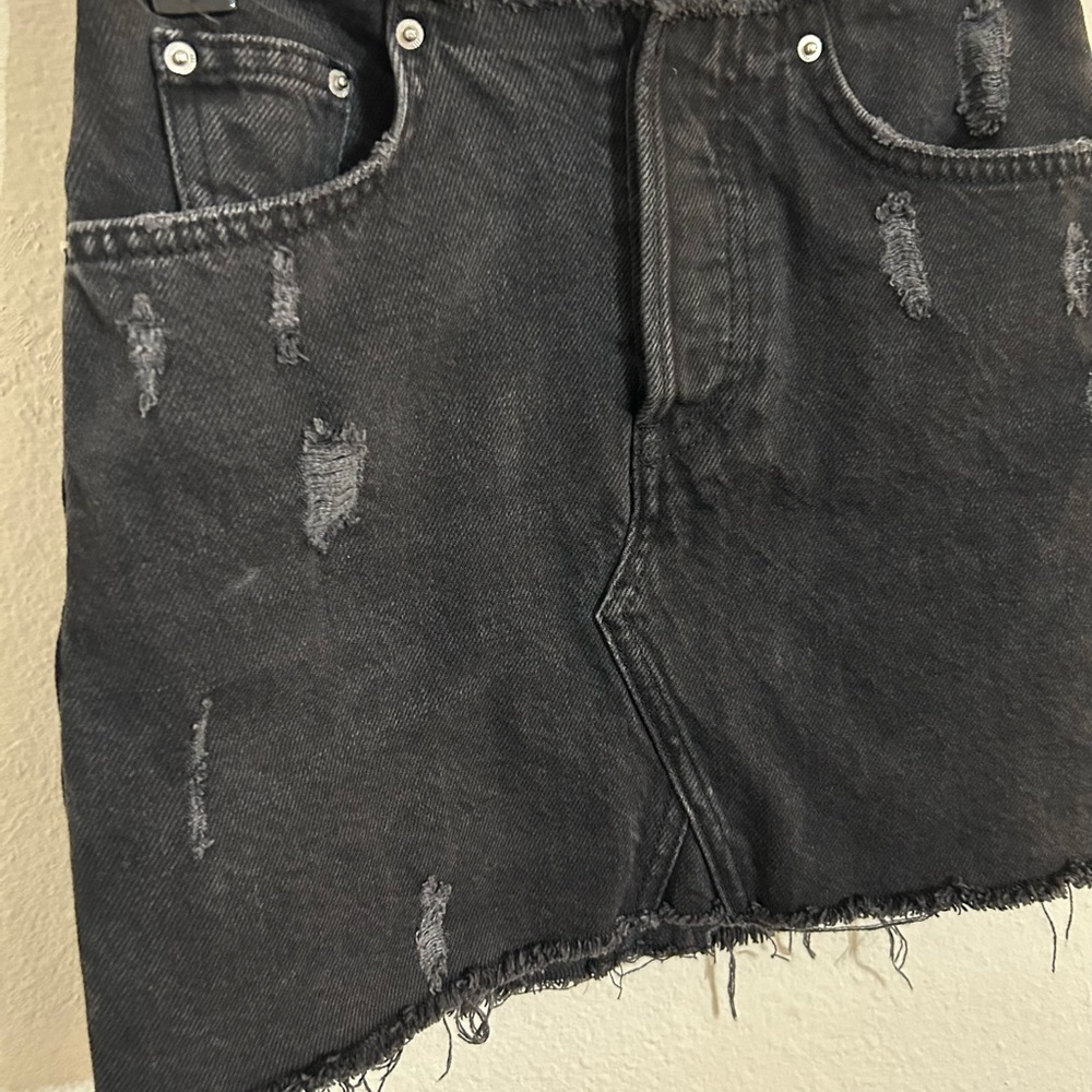 Urban Outfitters BDG Black Denim Raw Edge Mini Skirt Button Fly XS - Picture 8 of 8